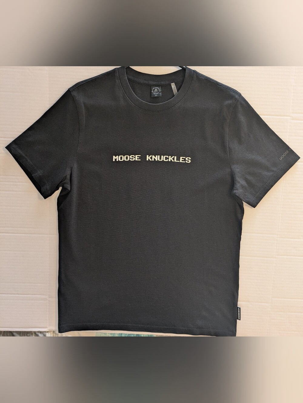 Moose Knuckles Black T-Shirt with White Logo- Sm (NWOT)